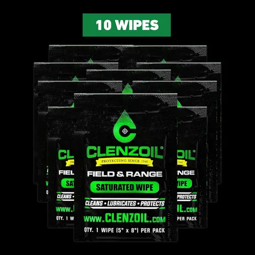 Vista 2 de CLENZOIL Field & Range Single-Use Saturated Gun Oil Wipe Packets Individual CLP Wipes One-Step Gun Cleaning Oil & Lubricant Field Wipes for