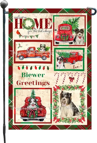Vista 30 de Doggie of the Day Biewer Dogs Garden Flags - Christmas Time Camping - Double Sided - Yard Lawn Spring Decorative Gift - Home Decor 12 1/2"w x 18"h