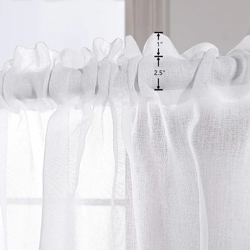 Vista 3 de KOUFALL Cortinas de ventana de baño para ducha, juego de 2 paneles de cortinas cortas transparentes en blanco y negro para cocina, dormitorio