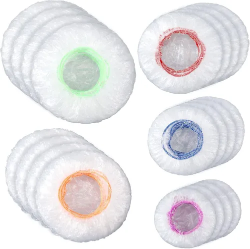 Vista 7 de Cunhill - 200 fundas de plástico para tazones, fundas elásticas para colores vibrantes.