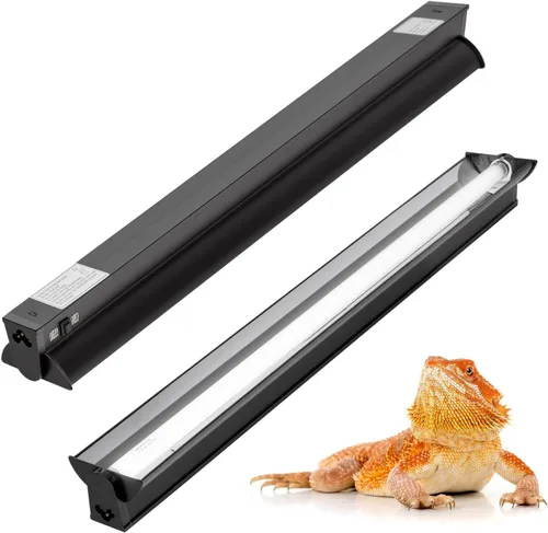 Luz UVB conmutable para reptiles, 24W T5 UVB Kit combinado de luz para Tropical 5.0 y Desert 10.0, lámpara de campana de terrario de 22.6 pulgadas