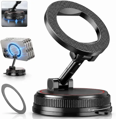 Soporte magnético para teléfono de automóvil, compatible con MagSafe, soporte de automóvil con succión al vacío de 108 libras, soporte magnético de