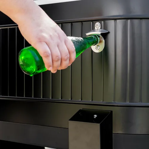 Vista 6 de Permasteel Enfriador de patio rodante: gran hielera para exteriores con ruedas, enfriador de bebidas para patio trasero, barbacoa, portón trasero
