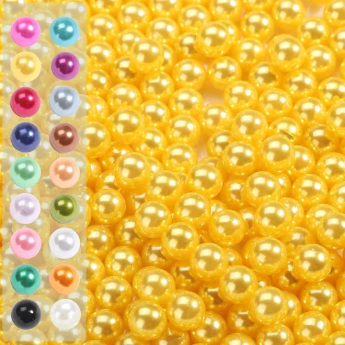 Vista 13 de 2200 cuentas de perlas de imitación ABS sin perforar sin agujeros para rellenos de jarrones, perlas redondas sin agujero para cajas de cosméticos