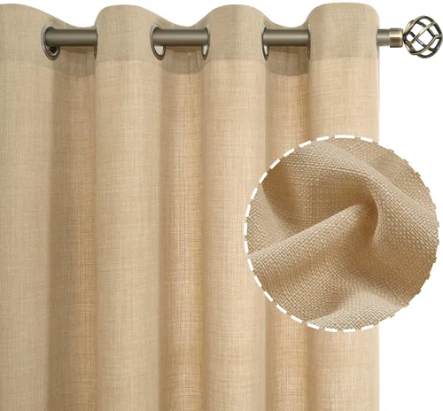 Vista 46 de LAMIT Cortinas de Lino Blancas Semitransparentes para Dormitorio, Paneles Filtrantes de Luz, Cortinas de Lino con Ojales de Protección de Privacidad