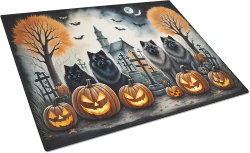 Vista 58 de Caroline's Treasures DAC2001LCB Affenpinscher - Tabla de cortar de vidrio de Halloween espeluznante, grande, decorativa, de vidrio templado, tabla