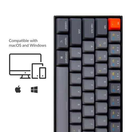 Vista 3 de Keychron Teclado mecánico inalámbrico K12 60% de diseño Bluetooth inalámbricoUSB para Mac con interruptor azul Gateron G Pro azul retroiluminado LED