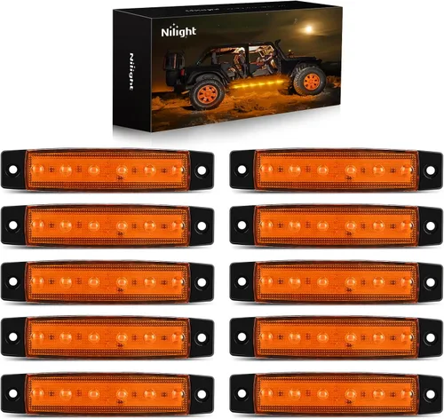 Nilight TL-14 10 unidades 3.8 pulgadas 6 indicadores ámbar trasero camión remolque RV Cab barco autobús camión LED luz de espacio libre