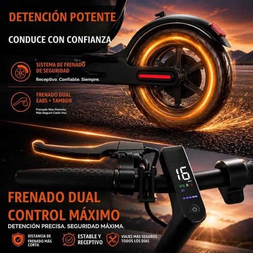 Vista 6 de Patinete eléctrico, plegable y ligero E-Scooter para adultos y adolescentes Black