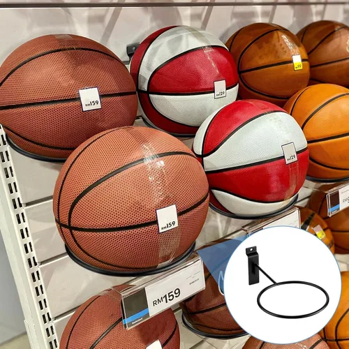 Vista 6 de Gisafai 6 piezas de metal Slatwall almacenamiento de bolas multifunción soporte de bolas Slatwall Basquetbol Basquetbol Soporte de pared