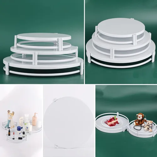 Vista 6 de Plato de pastel de 3 piezas, plato de postre, placa de almacenamiento de decoración del hogar, tablero de exhibición de dulces, plato de frutas