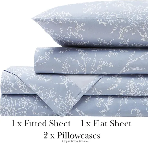 Vista 279 de Southshore Fine Living, Inc. Colección Winter Brush, juego de sábanas de 3 piezas para cama individual, sábana bajera con bolsillo profundo de 14