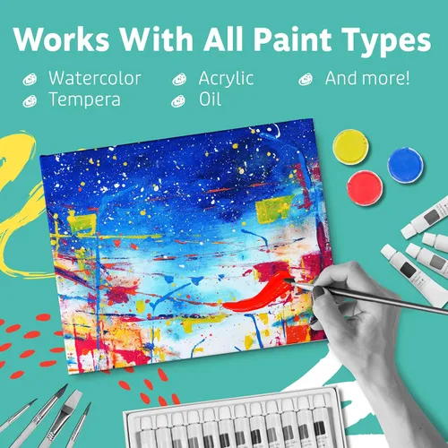 Vista 4 de Artlicious Lienzos para pintar – Paquete de 12,4 x 4 pulgadas de lienzo blanco – Paneles de arte 100% algodón para pintura al aceite, acrílico