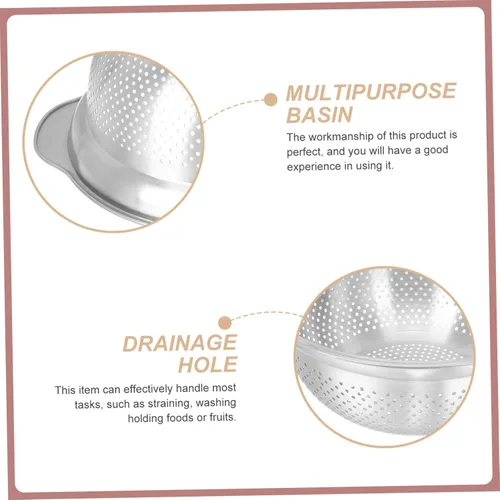 Vista 6 de Stainless Steel Vegetable Strainer Multi Purpose Colander for Cooking Washing Rice Fruits Capacity Design Kitchen Tool for Effortless Food