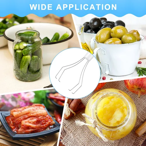 Vista 7 de 4 piezas Pickle Pickle Picker Deluxe Pickle Pincher Pincher Pickle Pincher de Acero Inoxidable y Plástico Herramienta Grabber Agarrador de Pimienta