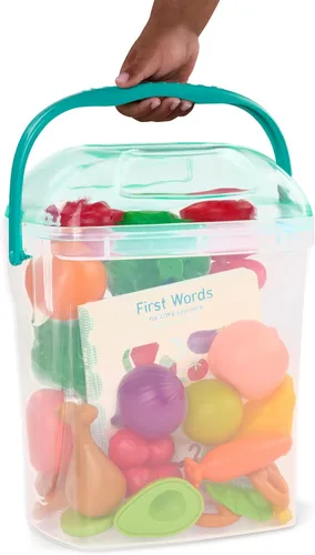 Vista 12 de B. toys Foodie Fun - Juego de libros de comida y mesa de juego de simulación - 32 piezas de comida de juego - Libro educativo para niños pequeños