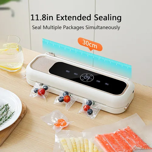 Vista 4 de Automatic Vacuum Sealer with Built-in Cutter, Powerful Suction for Food Preservation, Seals Dry Wet Foods, Meat and More, Compact Kitchen
