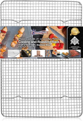 Vista 9 de KITCHENATICS - Juego de rejillas y bandejas de enfriamiento, 304 acero inoxidable