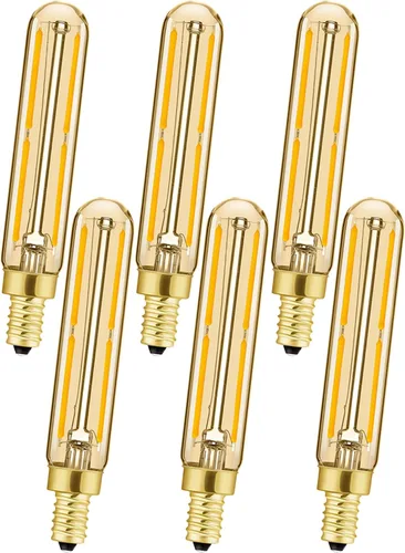 Vista 16 de Leools Bombilla LED regulable de 4 W, igual a 2500 K, ámbar blanco cálido T6 E12, bombilla de 40 vatios para candelabros, ventilador de techo