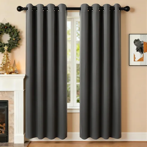 Vista 16 de Cortinas de oscurecimiento de habitación de 45 pulgadas de largo para dormitorio y sala de estar, cortinas térmicas aislantes con ojales