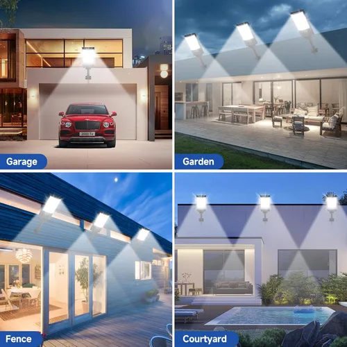 Vista 7 de Farolas solares para exteriores, luces solares impermeables con sensor de movimiento con control remoto, 6500 K del anochecer al amanecer, luz