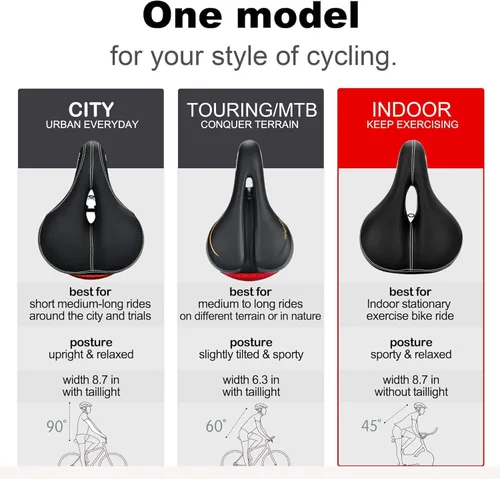 Vista 2 de DAWAY Asiento de bicicleta cómodo para hombres y mujeres - Asiento de bicicleta acolchado con espuma viscoelástica suave, repuesto de sillín