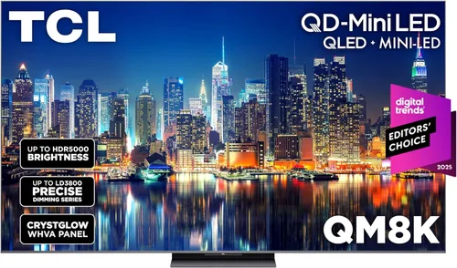 TCL Serie QM8K de 65 Pulgadas | Mini LED QLED 4K HDR | 65QM8K, modelo 2025 | Pantalla Anti Reflejante de Ángulo Amplio de 120HZ-144HZ Smart Google