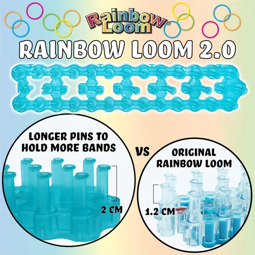 Vista 8 de Rainbow Loom® Duo Combo con colección de bandas de goma Jewel, cuenta con 2 que se conectan para hacer creaciones más largas y anchas, un estuche