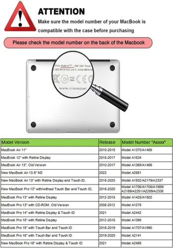 Vista 2 de Carcasa rígida para laptop compatible con MacBook Air de 11 pulgadas 2015 2014 2013 2012 2011 2010 versión modelo A1370 A1465, carcasa rígida