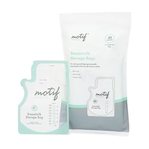 Motif Medical Bolsas de almacenamiento de leche materna – Bolsas para el congelador de leche materna con boquilla fácil de verter, etiqueta para