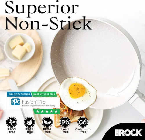 Vista 6 de THE ROCK SOHO - Sartén antiadherente de 8 pulgadas con tapa – Nada se pega, nunca se deforma, dura más, sartén de cerámica no tóxica con mango