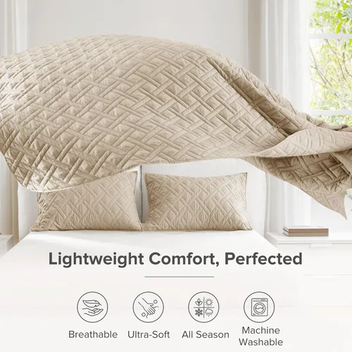 Vista 4 de Comfort Spaces Juego de Edredón Tamaño Individual Moderno Reversible con Diamantes Cubrecama Juego de Ropa de Cama Individual Acogedora Capa