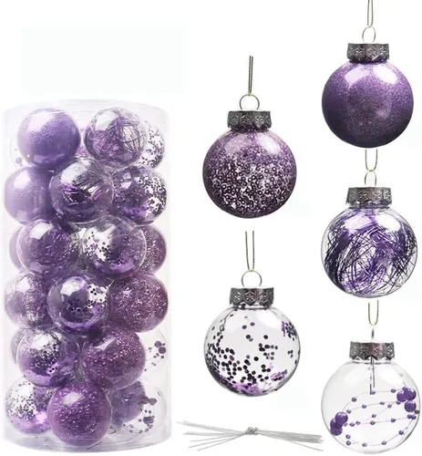 Vista 7 de YYCRAFT Adornos de Bolas de Navidad de Plástico Transparente Irrompibles 6CM (2.36 pulgadas) Bolas de Navidad Juego de Esferas con Decoraciones Negro
