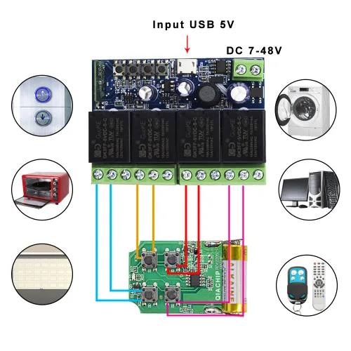 Vista 8 de Módulo de relé inteligente inalámbrico Ewelink WiFi USB 5V 4 canales, autobloqueante, contacto seco, interruptor de palanca remoto para control