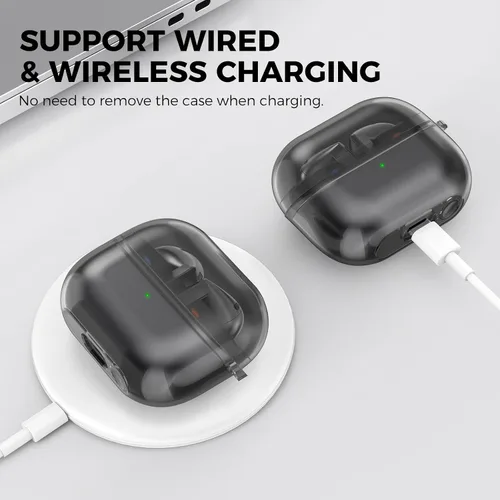 Vista 5 de AhaStyle Funda transparente para Samsung Galaxy Buds 3 FE/Galaxy Buds3 Pro Negro