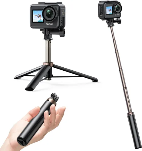 Vista 9 de AKASO Mini Trípode Palo de Selfie Extensión Ligera para Grabar Video Accesorios de Vlog Compatible con Cámara de Acción AKASO EK7000/Brave 4/Brave 7