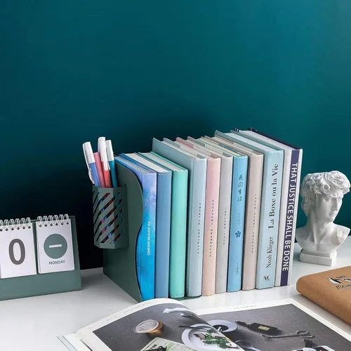 Vista 5 de Sujetadores de libros ajustables Gardesk, sujetadores de libros de metal para libros pesados, sujetadores de libros resistentes, antideslizantes