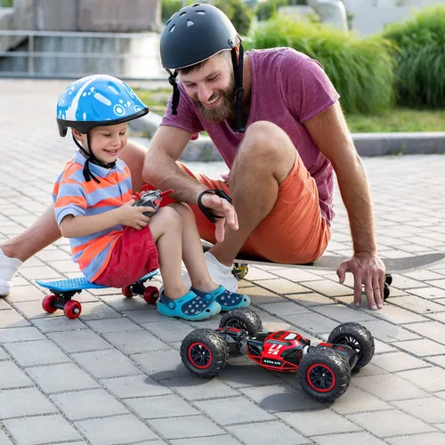 Vista 9 de Powerextra Coche de control remoto, auto RC con detección de gestos, 4WD transforma todoterreno Crawler, auto de acrobacias de juguete todo terreno