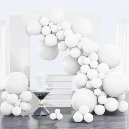 Vista 8 de PartyWoo Globos plateados de 100 piezas de diferentes tamaños de 18, 12, 10, 5 pulgadas, kit de arco de globos plateados para cumpleaños