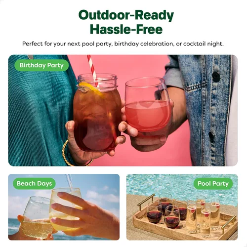 Vista 7 de TOSSWARE POP - Juego de 12 vasos de 12 onzas Rocks, de alta calidad, reciclables, irrompibles y de plástico transparente para cócteles, 12