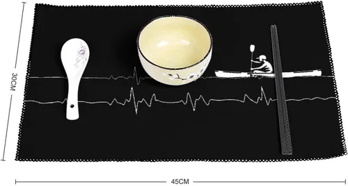 Vista 2 de Rowing Heartbeat Placemats Set of 6 Resistant Table Mats Washable Place Mats for Dinner Party Table Decoration