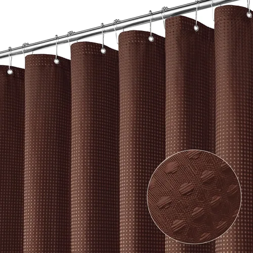 Vista 40 de MitoVilla - Cortina de ducha de tela de nido de abeja burdeos, cortinas de ducha con textura de nido de abeja modernas para decoración de lujo