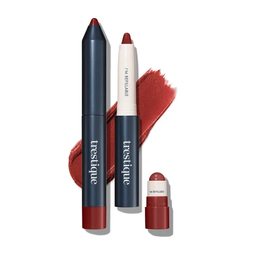 Vista 6 de TRE'STIQUE Lápiz labial mate, lápiz labial mate con bálsamo de brillo labial integrado, juego de delineadores de labios 2 en 1 con lápiz labial