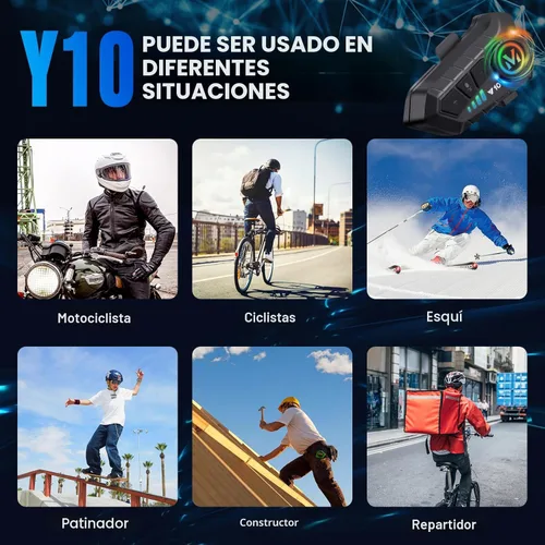 Vista 6 de Auriculares para casco de motocicleta FEYA con alta duración de batería, auriculares para casco IPX6, respuesta/llamada automática, control