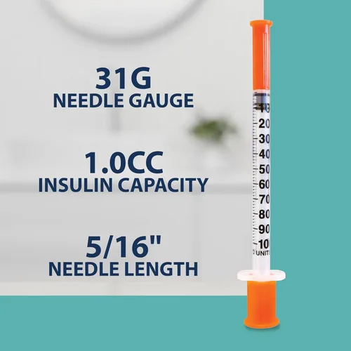 Vista 4 de TRUEplus Jeringas de insulina de un solo uso, 31G 1.0cc 5/16 pulgadas de longitud de aguja, 100 unidades (10 paquetes de 10)