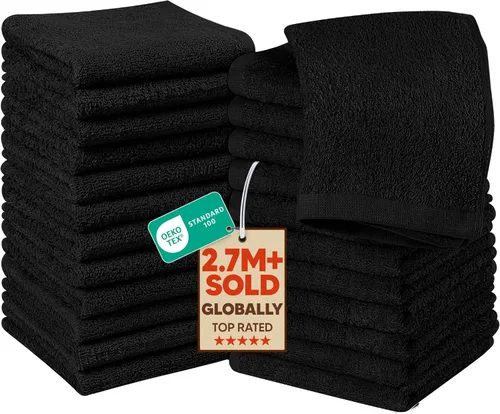 Vista 42 de Utopia Towels Juego de 60 paños de algodón – 100% algodón hilado en anillo, paños de franela de alta calidad, altamente absorbentes y suaves al Beige