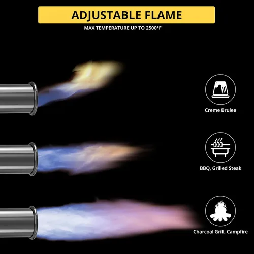 Vista 2 de TBTEEK Antorcha potente de propano, antorcha de cocina para parrilla sous vide con llama ajustable, antorcha de carbón con bloqueo de seguridad