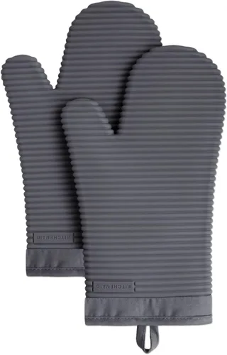Vista 8 de KITCHENAID Juego de 2 guantes de horno de silicona suave acanalados, 7.5 x 13 pulgadas, color pistacho