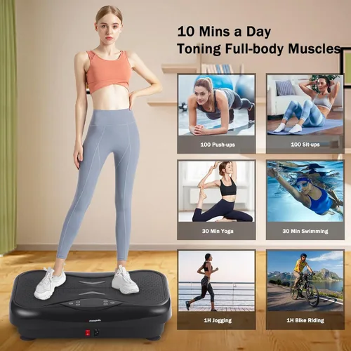 Vista 3 de Whole Body Vibration Plate Exercise Machine – Power Vibrating Plate for Lymphatic Drainage Weight Loss, Shake Plate Exercise Platform with Touch
