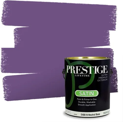 Vista 111 de PRESTIGE Pinturas de pintura interior e imprimación en uno, 1 galón, plano, combinación comparable de Sherwin Williams* Kimono Violet*